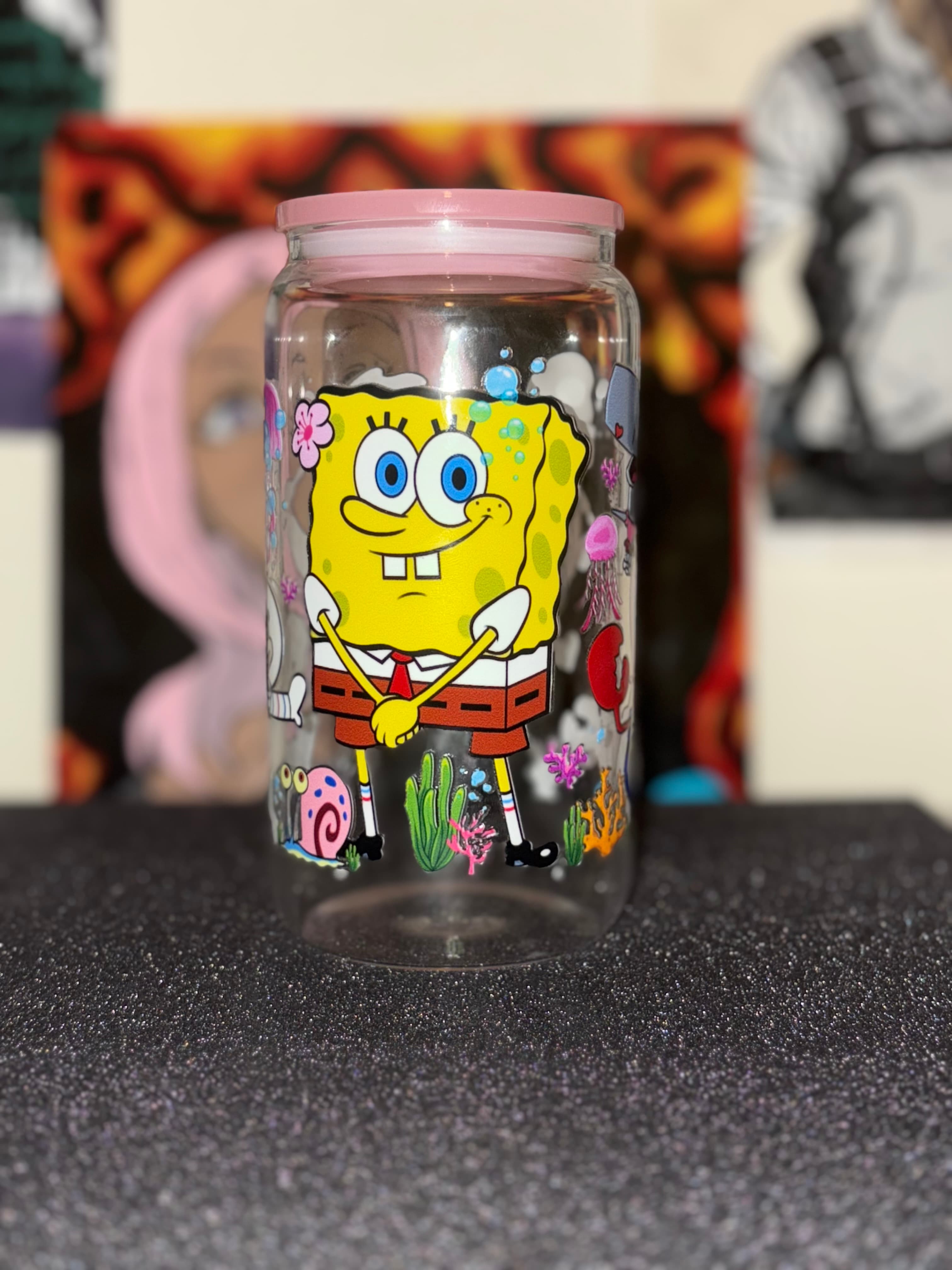 Spongebob Inspired Drinkware w/ Straw